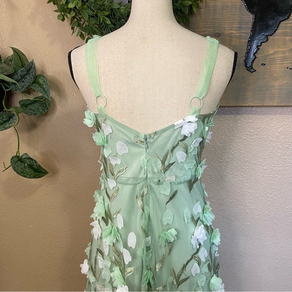 NWOT Lulus Elite Cutie Mint Green Mesh 3D Floral Embroidered Midi Dress - Picture 6 of 10